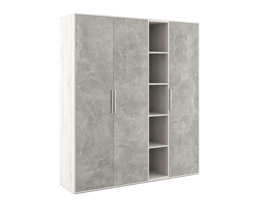 Шкаф высокий 3 створки, с нишей Би-тон / B-tone Сосна/Бетон светлый