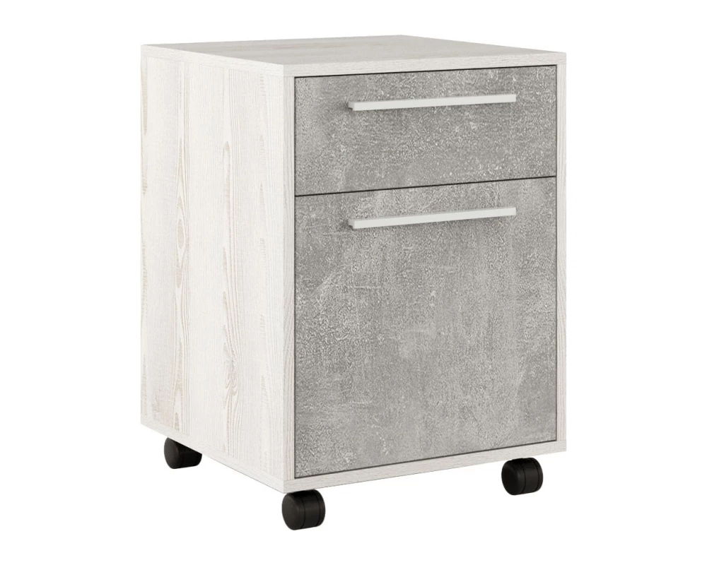 Тумба подкатная 2 ящика Би-тон / B-tone Сосна/Бетон светлый