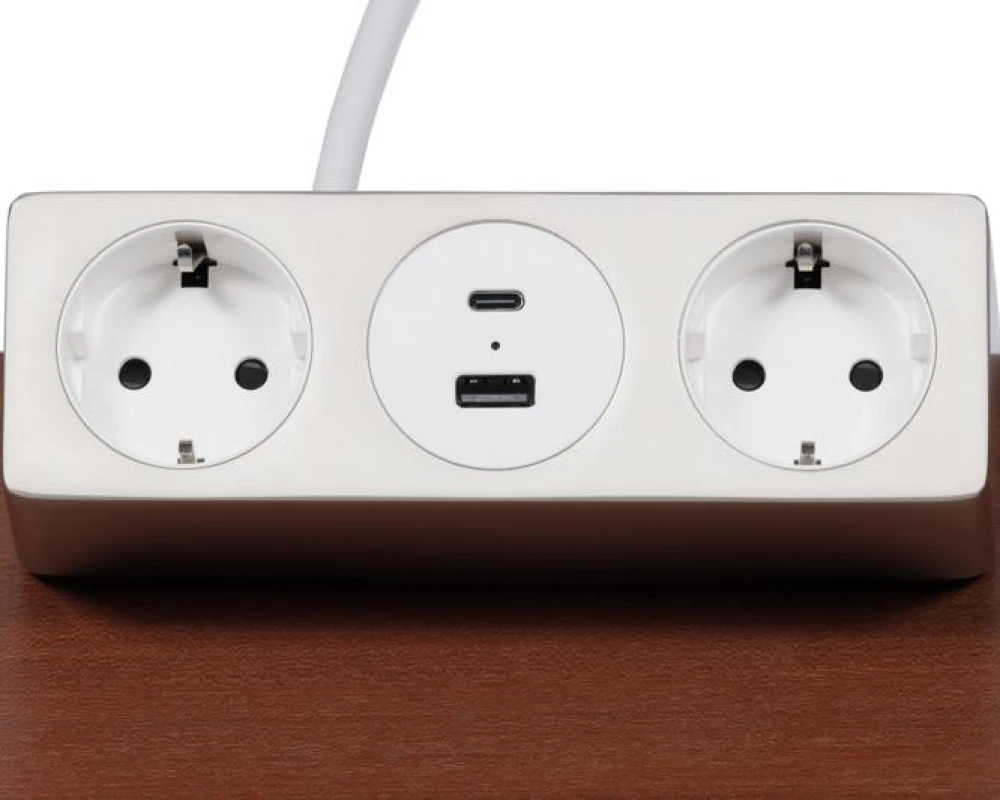 Блок розеток настольный с одним крепежом (2 розетки, USB-A, USB-C) 158x108x70 Рива / Riva