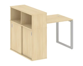 Стол письменный на О-образном м/к с опорным шкафом-купе 141x112x109,8 Метал Систем / Metal System images