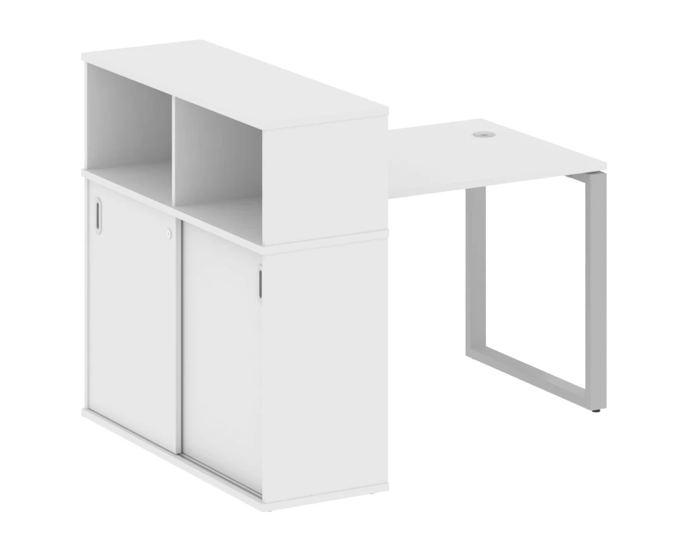 Стол письменный на О-образном м/к с опорным шкафом-купе 141x112x109,8 Метал Систем / Metal System