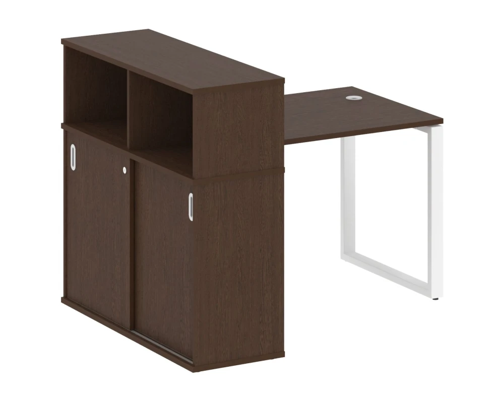 Стол письменный на О-образном м/к с опорным шкафом-купе 141x112x109,8 Метал Систем / Metal System