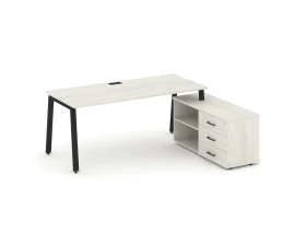 Стол письменный с греденцией правой на А-образном каркасе 2180x1480x750 Стайл Проджект Директ / Style Project Direct images