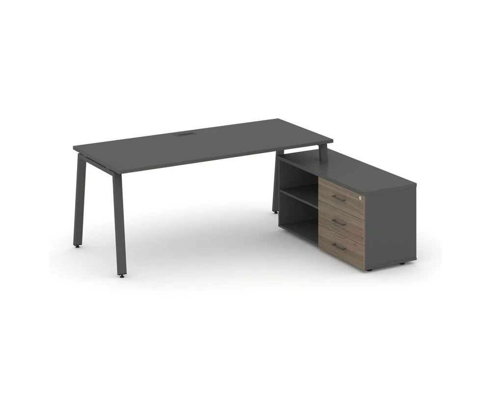 Стол письменный с греденцией правой на А-образном каркасе 2180x1480x750 Стайл Проджект Директ / Style Project Direct