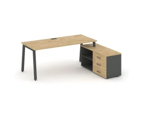 Стол письменный с греденцией правой на А-образном каркасе 2180x1480x750 Стайл Проджект Директ / Style Project Direct images