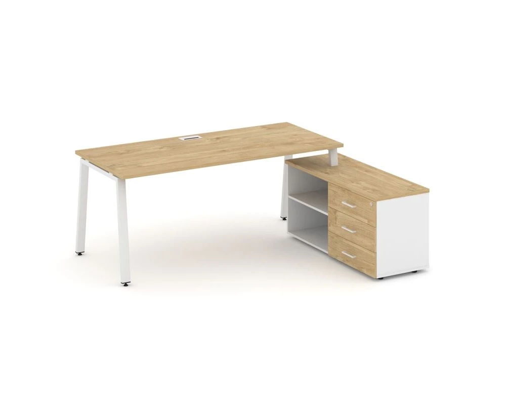 Стол письменный с греденцией правой на А-образном каркасе 2180x1480x750 Стайл Проджект Директ / Style Project Direct