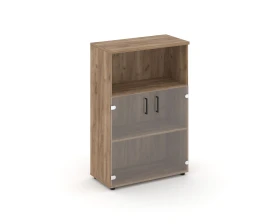 Шкаф средний широкий прозр. стекло с нишей 796x400x1203 зад. стенка HDF Стайл Проджект / Style Project images