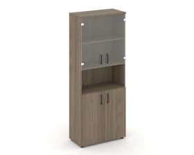 Шкаф высокий широкий комби с нишей прозр. стекло 796x400x1982 Стайл Проджект / Style Project images