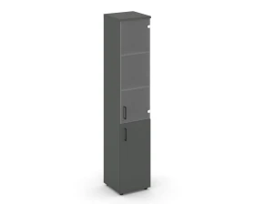Шкаф высокий узкий комби прозр. стекло правый 400x400x1982 Стайл Проджект / Style Project images
