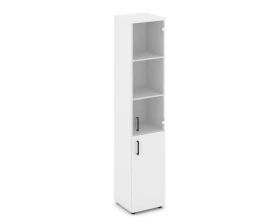Шкаф высокий узкий комби прозр. стекло правый 400x400x1982 Стайл Проджект / Style Project images