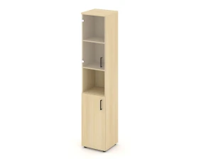 Шкаф высокий узкий с нишей прозр. стекло левый 400x400x1982 зад. стенка HDF Стайл Проджект / Style Project images