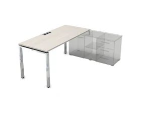 Стол рабочий прямолинейный три опоры, правый (1400*800*750) НСТП-П.989 Глосс Лайн / Gloss Line images