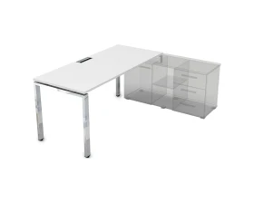 Стол рабочий прямолинейный три опоры, правый (1400*800*750) НСТП-П.989 Глосс Лайн / Gloss Line images