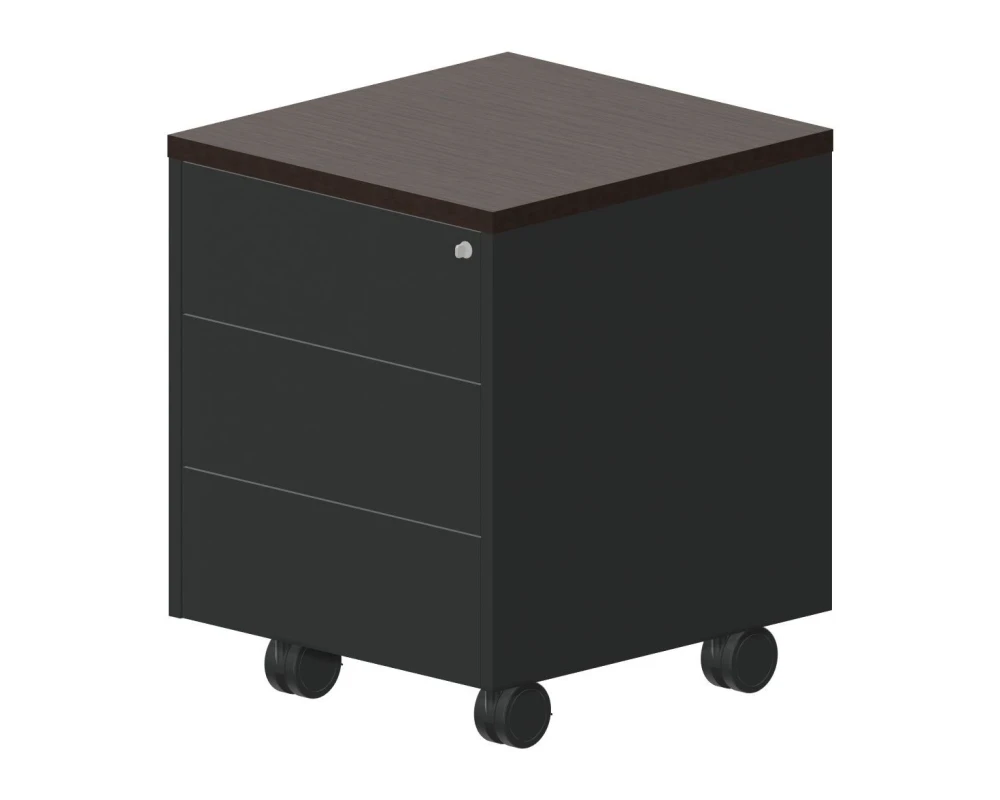 Тумба мобильная (3 ящика, без ручек) 50х53х63,7 Фабер / Faber Дуб Мокко/Антрацит