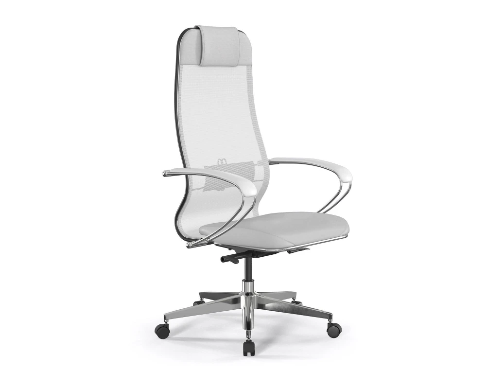 Кресло ErgoLife Комфорт Сетка/Экокожа, Белый